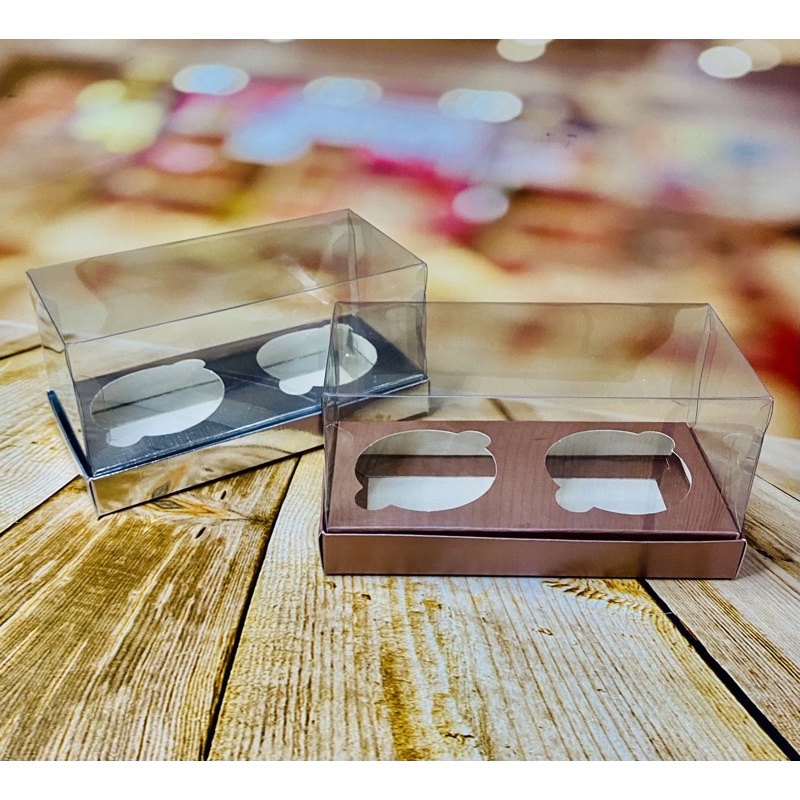 10 caixas para 2 cupcake com tampa em acetato cores a escolha Idéia em Oferta na Shopee