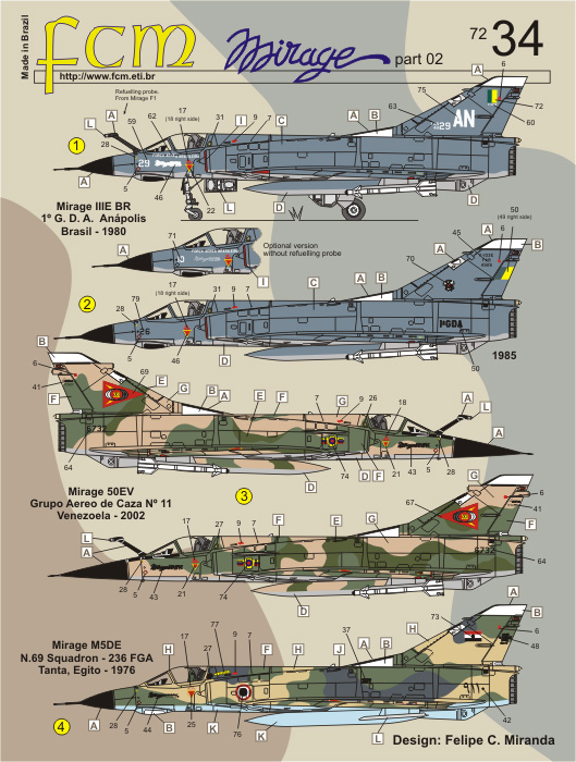 Decalque FCM Mirage III 72034 Brasil, Venezuela e Egito 1/72 Plastimodelismo - Petrohobby