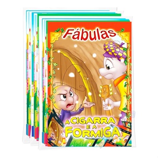 Kit C/ 24 Livrinhos - Coleções Clássicos Divertidos + Fábulas + Fazendinha do seu Lobato em Oferta na Shopee