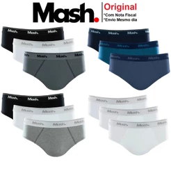 Kit De 6 Cuecas Slip Mash Modelo Básico Masculino Tradicional Confortável Em Algodão Cotton