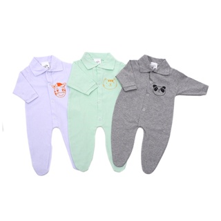 Kit com 02 Macacões de Bebê com Pé em Malha Menino ou Menina em Oferta na Shopee