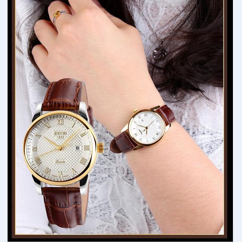 Skmei Relógio De Pulso Quartzo Feminino Com Pulseira De Couro Original Analógico Calendário