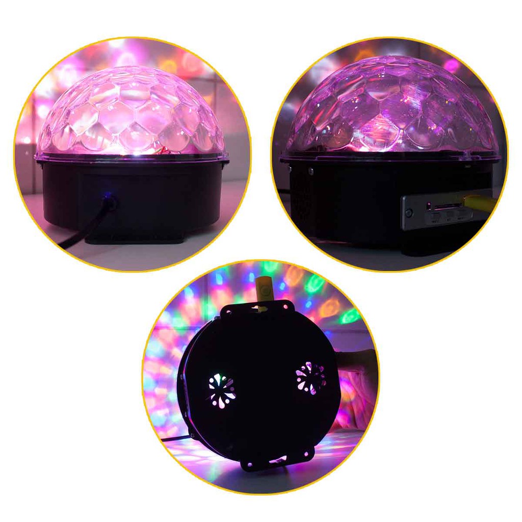 Detalhes do Globo Bola Maluca Bluetooth Led Cristal Rgb Mp3 com Controle