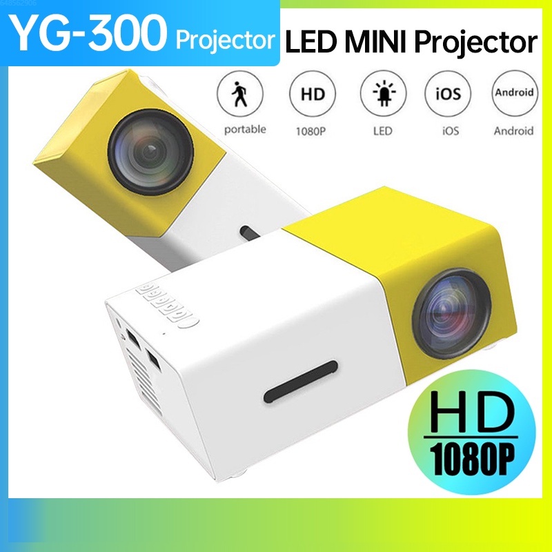 Projetor Portátil Pocket HD 1080P Led Home Mini YG300 Lumens Para Celular