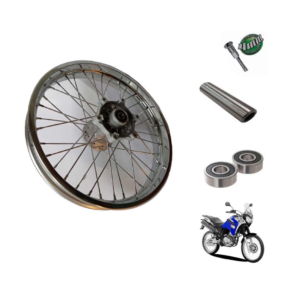 Roda Traseira Montada Centrada Completa + Rolamentos + Espaçador Yamaha Xtz 250 Lander / Teneré 250