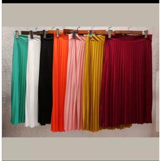 Saia Midi Plissada Moda Feminina Elegante Cintura Alta
