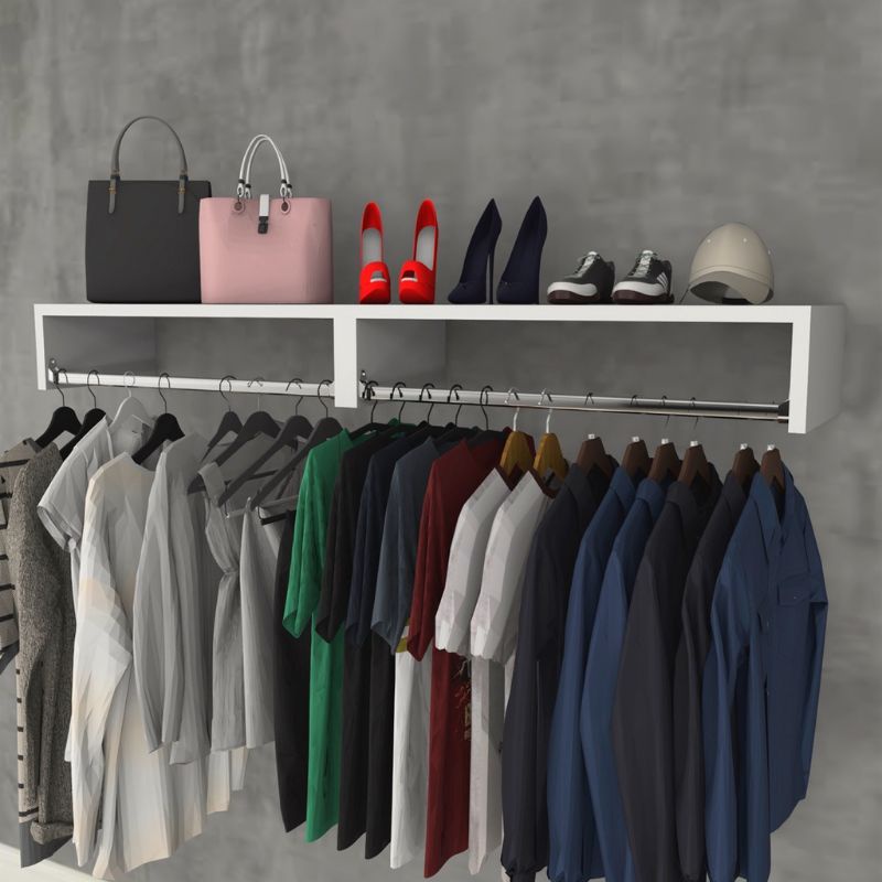 Kit 2x Cabideiro de Parede - Prateleira Arara para Roupas