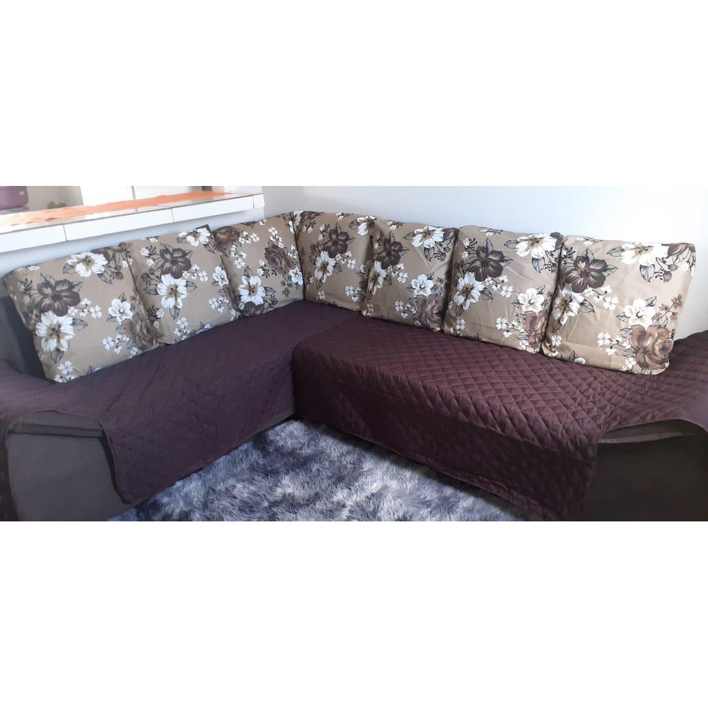 protetor para sofá de canto só assento + 6 capas de almofadas sob medida  (fabricado sob medida) | Shopee Brasil