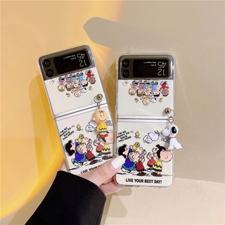 Samsung Galaxy Z Flip 5 Snoopy Pendant PC Caixa Dura 4 3 Transparente À Prova De Choque Capa Da De Criatividade