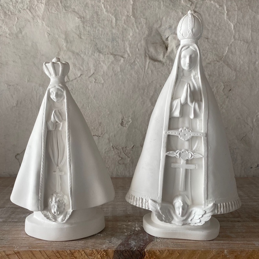 KIT 2 IMAGENS DE NOSSA SENHORA APARECIDA EM GESSO CRU 1 30CM E 1 25CM PARA ARTESANATO