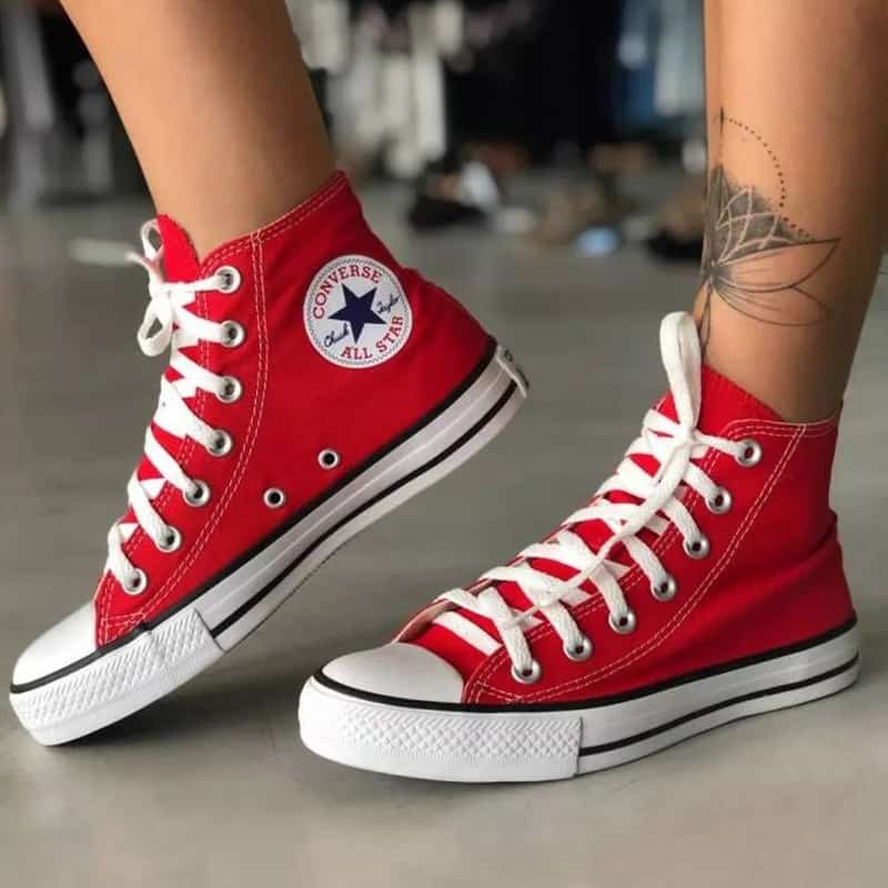all star vermelho cano alto plataforma