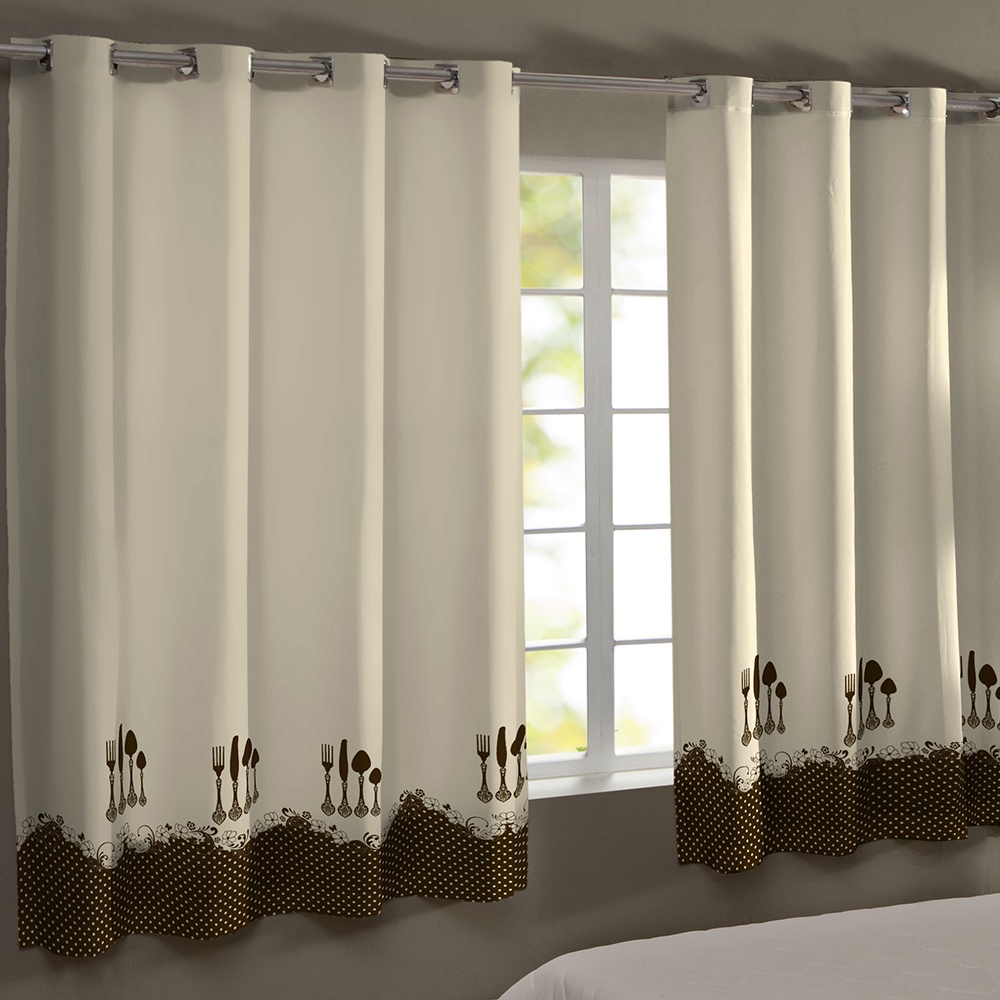 Cortina De Cozinha Gorgurinho 3,00 X 1,50 Estampa Talheres em Oferta na Shopee