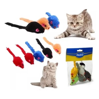 Brinquedos Para Gatos Ratinhos Ratos De Pelúcia Colorido Pet