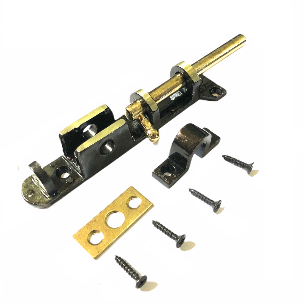 Ferrolho Trinco Fecho Jemae Zamac Latonado Oxidado 12cm Kit Com 4 peças completo