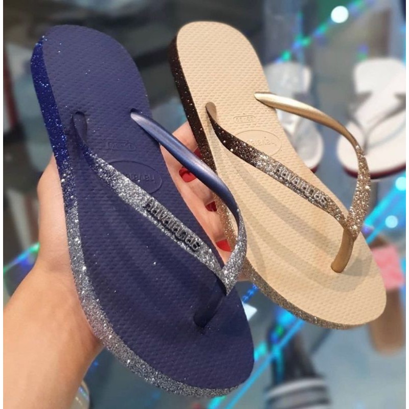 Chinelo Havaianas Com Glitter Slim Sparkle Dourado ou Azul | Shopee Brasil