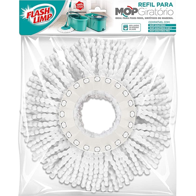 Refil mop giratório/ mop giratório 3em1/mop giratório pro FlashLimp Ref : RMOP8210