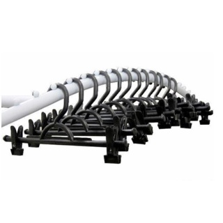 10 Cabides Preto Plástico Calça Bermuda Saia Short Presilhas em Oferta na Shopee