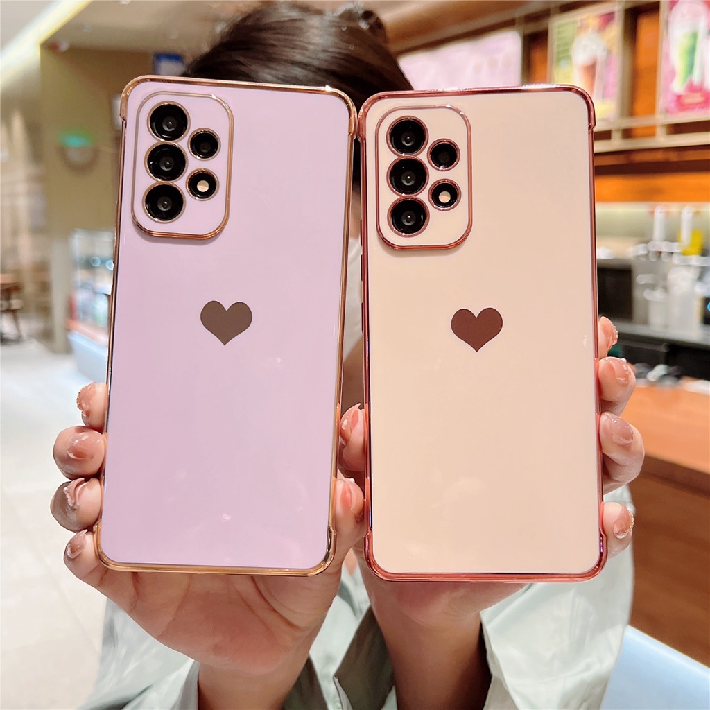 Capa De Revestimento Luxuoso Para Samsung Galaxy A52 A53 A12 A13 5G A52S A23 A33 5G Amor Padrão Lateral De Coração Celular