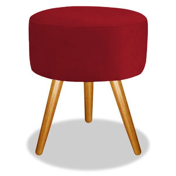 Puf Puff Para Sala Redondo Pé Palito Suede Vermelho top