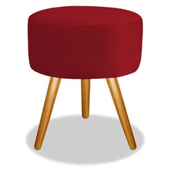 Puf Puff Para Sala Redondo Pé Palito Suede Vermelho top