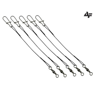 Kit com 5 Empates de Aço 45lbs 15cm Albatroz Fishing Com Snap e Girador Pescaria