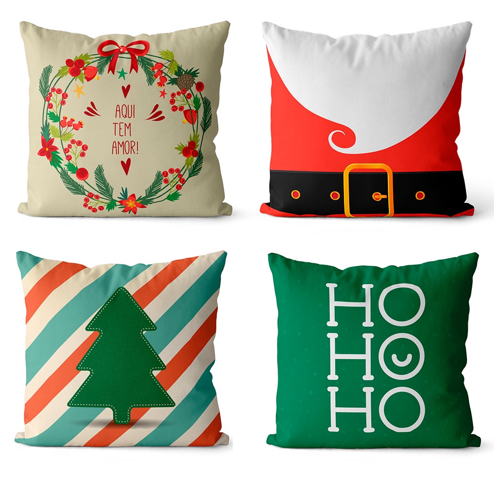 Kit 4 Capas De Almofadas Decorativas Para O Natal 45x45