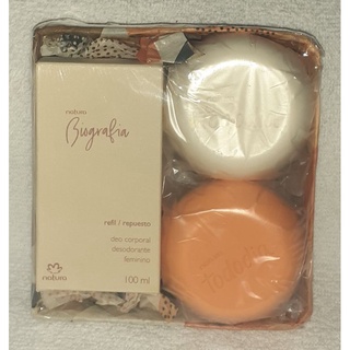 kit refil desodorante biografia femenino 100ml +2sabonetes todo diaa