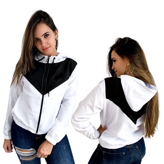 Corta Vento Feminina Branco e Preto