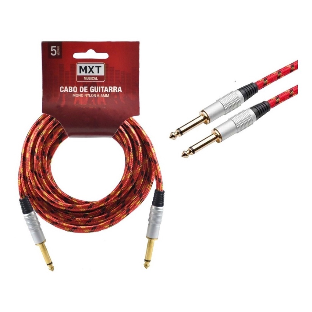 Cabo mono para guitarra viol o baixo 5 metros blindado p10 p10