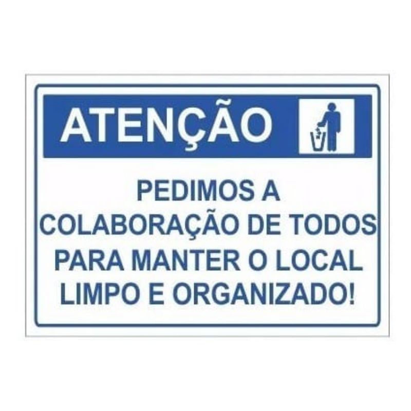 Placa Manter O local Limpo 30x20cm