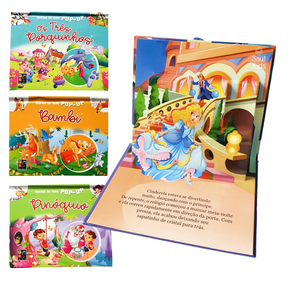 Livro Infantil 3D Contos Clássicos Pop Up Imagem 3d Livros Conto de Fadas em Oferta na Shopee