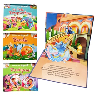 Livro Infantil 3D Contos Clássicos Pop Up Imagem 3d Livros Conto de Fadas em Oferta na Shopee
