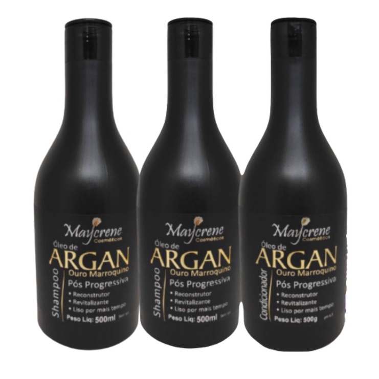 Kit Óleo De Argan Ouro Marroquino - Pós Progressiva com 2 Shampoo e 1 Condicionador