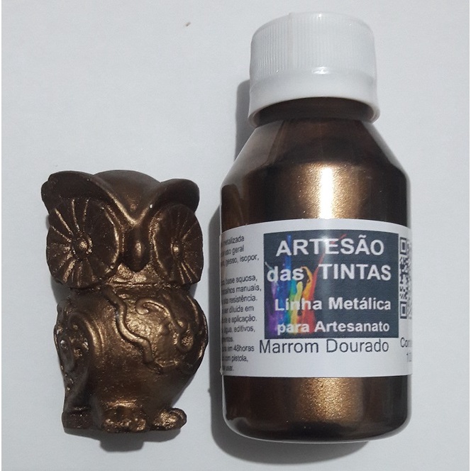 Tinta Metálica Marrom Dourado - Tinta Para Arte e Artesanato, gesso - 500Ml