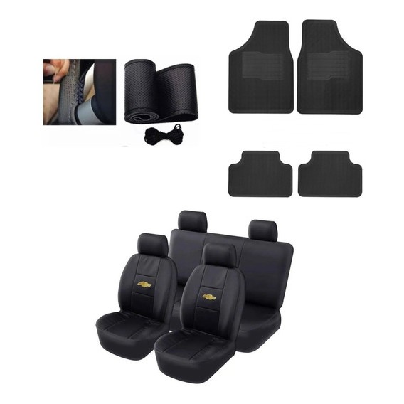 Kit Capa Couro Banco Carro Tapete Volante Chevrolet Astra Sedan 1999 a 2011