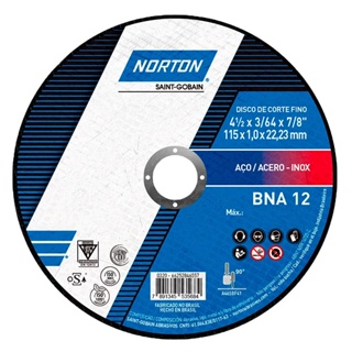 Disco De Corte Linha Azul 115x1,0x22,23mm Bna12 Norton em Oferta na Shopee