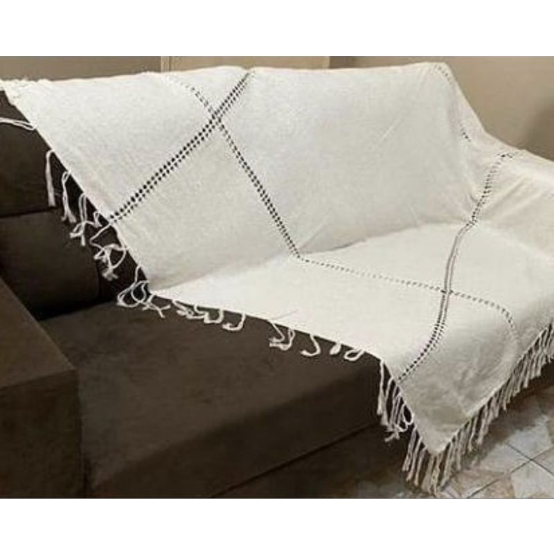 Manta para sofá total fio cru em algodão natural. | Shopee Brasil