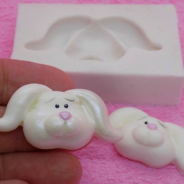 Molde de Silicone Páscoa Confeitaria Biscuit Carinha Coelha Cute - 196