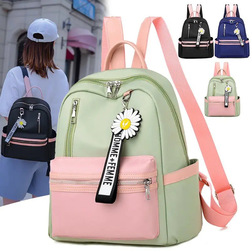 Mochila Feminina Casual Impermeável De Nylon De Alta Qualidade mochila escolar com o acessório da Flor em Oferta na Shopee