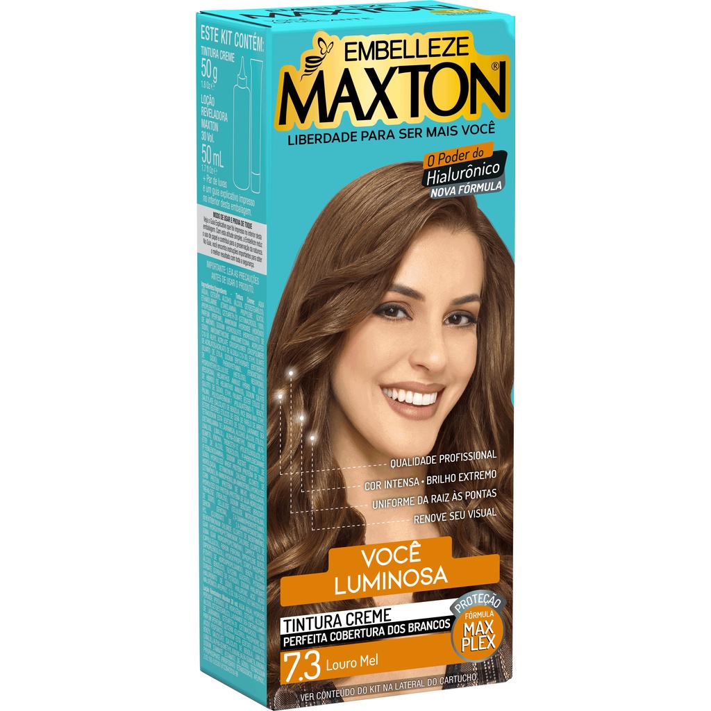 Tinta de Cabelo Maxton Loura +Luminosa Louro Mel 7.3