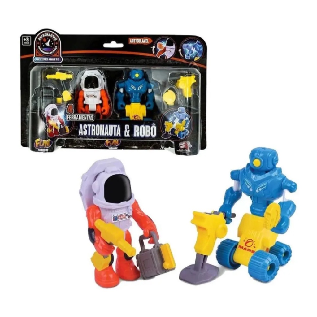 Kit Brinquedo Astronauta e Robô  Missão em marte F00816 -Fun
