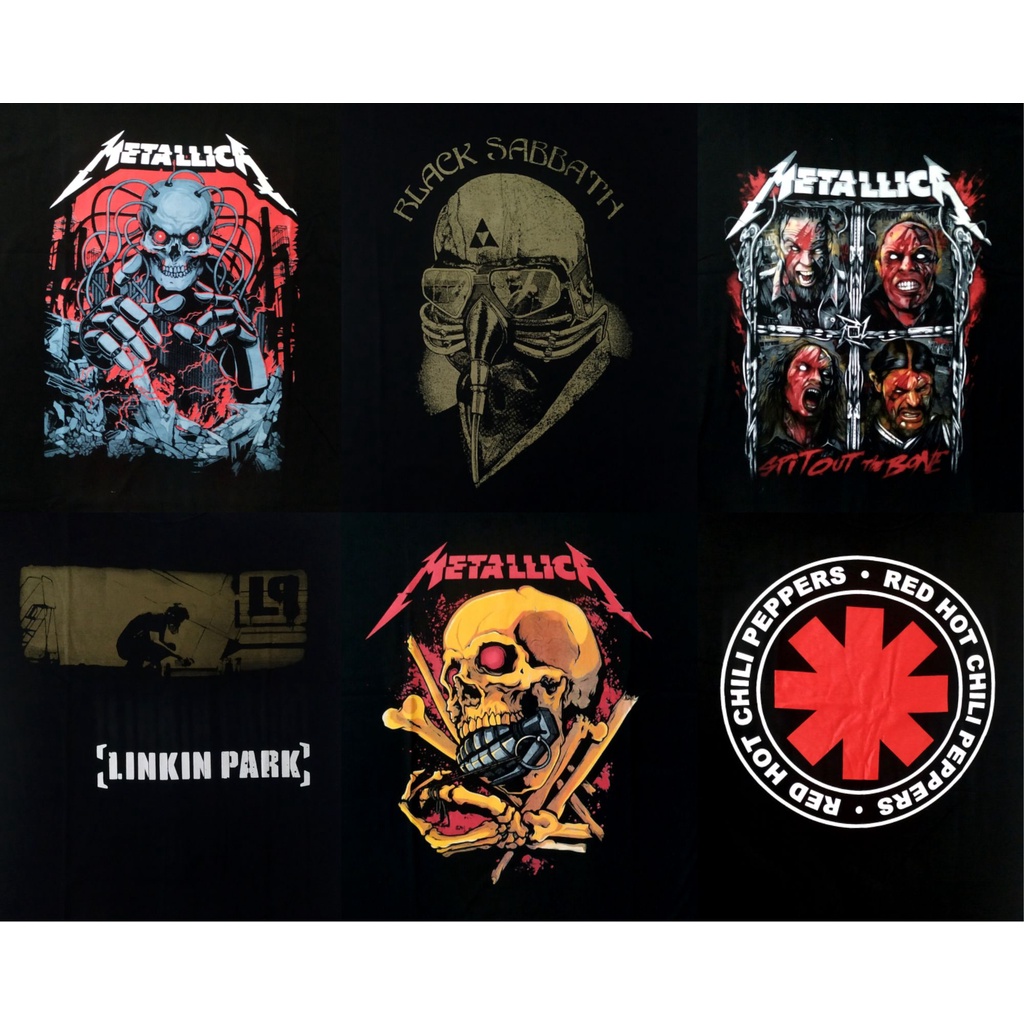 Camiseta de Rock Metallica, Linkin Park, Black Sabbath, Guns N' Roses, Led Zeppelin, Red Hot Chili Peppers masculina feminina