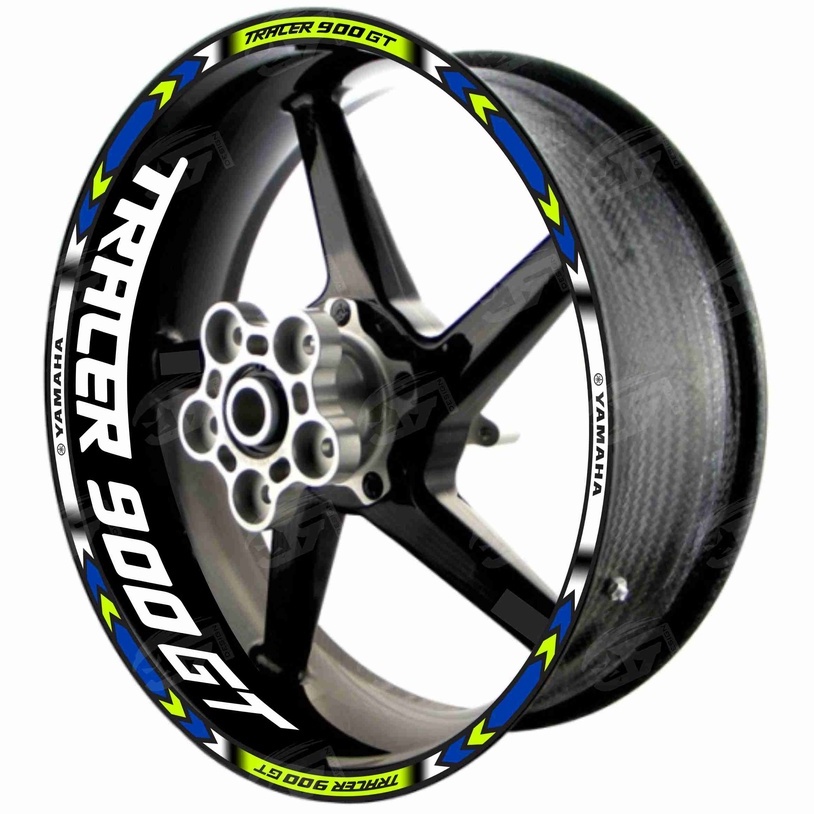 Adesivo Friso Refletivo Roda Moto Yamaha Tracer 900 GT 900GT MT-09 MT09 + Adesivos Internos M01 azul verde