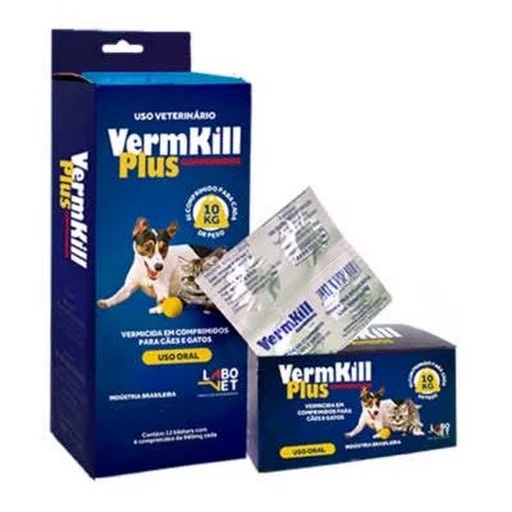 Vermikill Plus Vermífugo Para Cães e Gatos C/ 4 Comp labovet