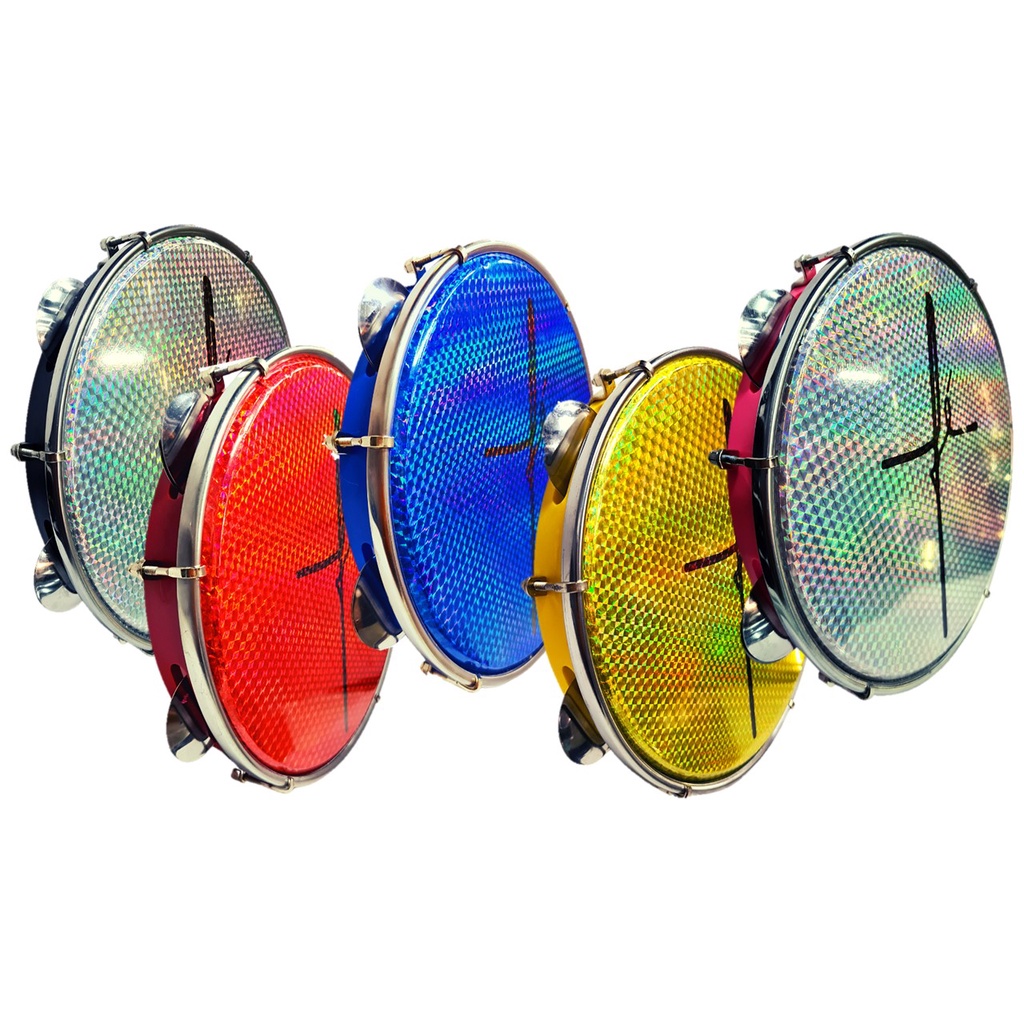 Pandeiro 10 Polegadas  FÉ Pele Holográfica Luen ( FÉ ) em Oferta na Shopee