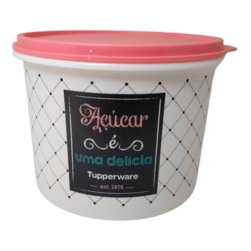 Tupperware Caixa 1,7 Litros Açúcar Bistrô 1,4kg Branco Rosa