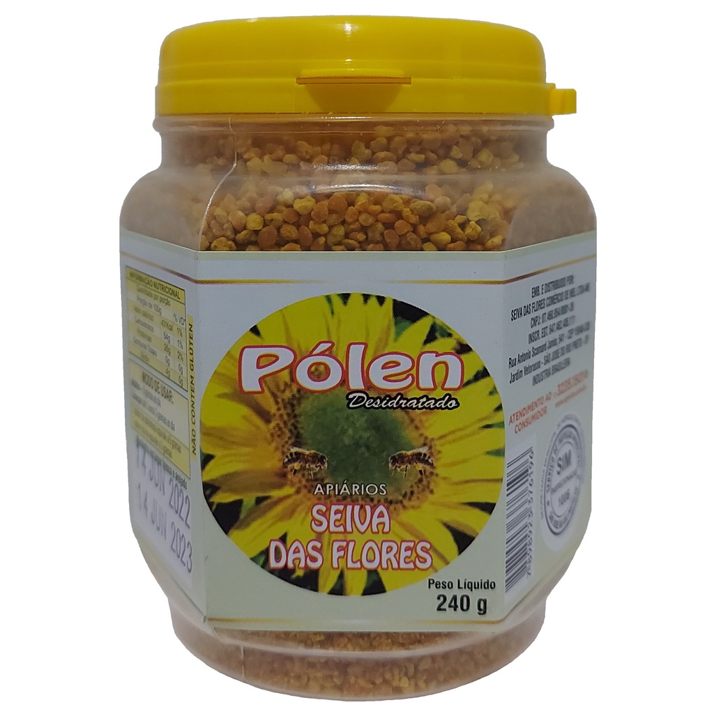 Pólen Apícola Desidratado com 240 gramas Apiários Seiva das Flores