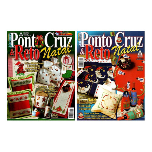 Kit 2 Revistas Ponto Cruz & Reto Natal Bordados Yaranas | Shopee Brasil