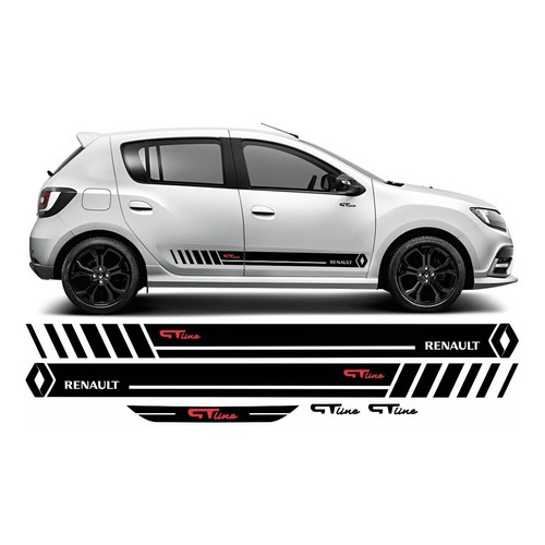 Faixa Sandero Gt Line Kit com 5 Peças Faixas Laterais e traseira Vidro Colante