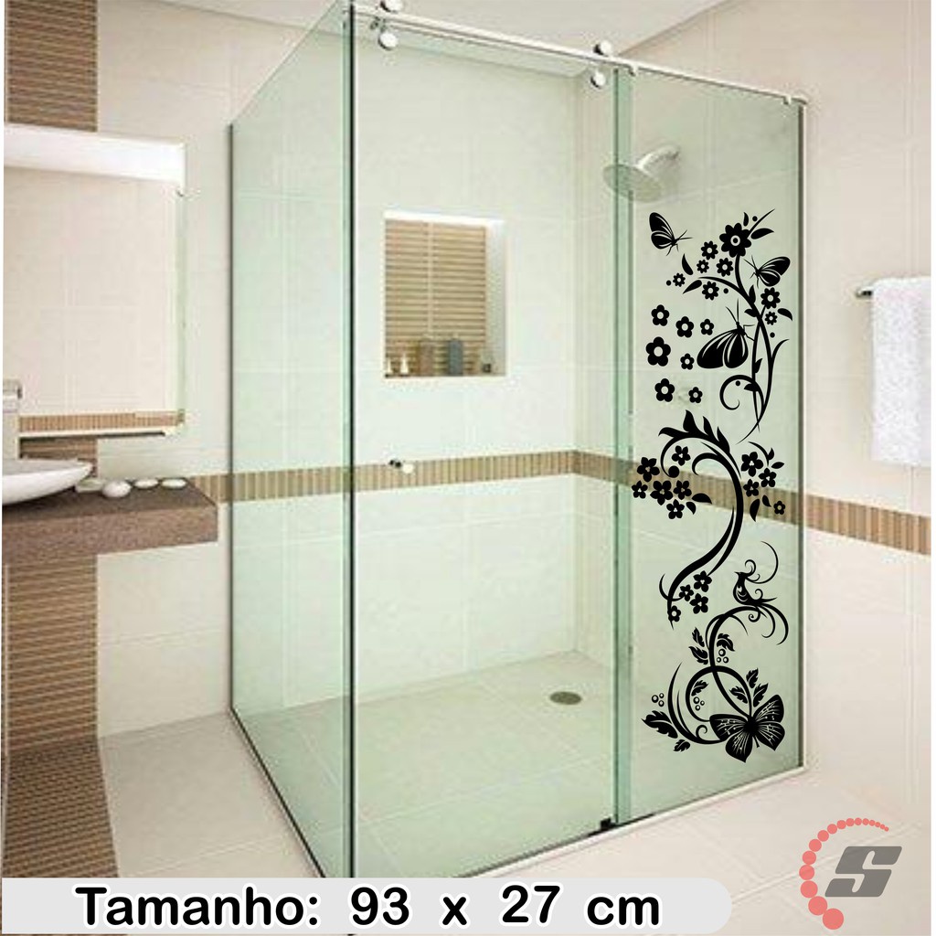 Adesivo Decorativo para Parede ou Box de Banheiro - Floral Borboleta
